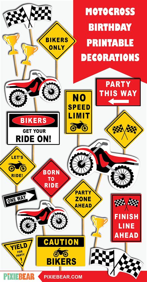 Motorcycle Birthday Decoration Printable Dirt Bike Party Etsy Canada