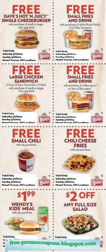 Printable Coupons 2021: Wendys Coupons