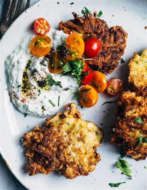 Summer Squash Fritters with Green Onion Raita