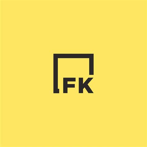 Fk Initial Monogram Logo With Square Style Design Vector Art