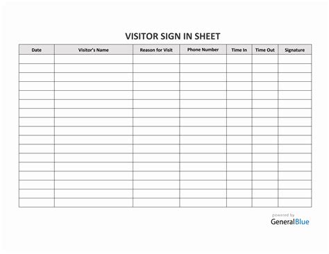 visitor sign  sheet  word