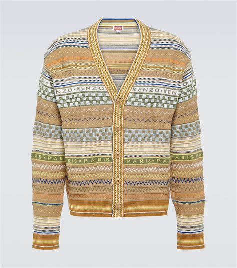 Kenzo Fair Isle Cotton Cardigan Beige Editorialist