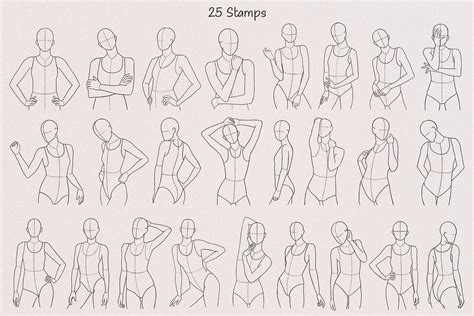 Realistic Half Body Poses Stamps For Procreate Procreate Etsy