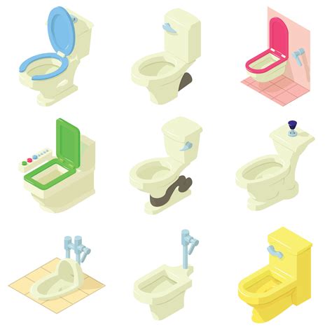 Toilet Bowl Icons Set Isometric Style 8882211 Vector Art At Vecteezy