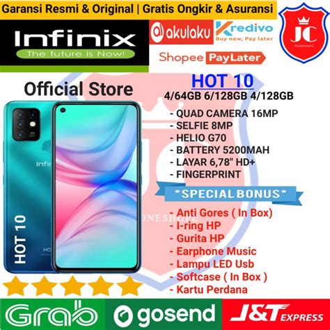 Jual INFINIX HOT 10 RAM 4 128GB 4 64GB GARANSI RESMI BONUS Shopee Indonesia
