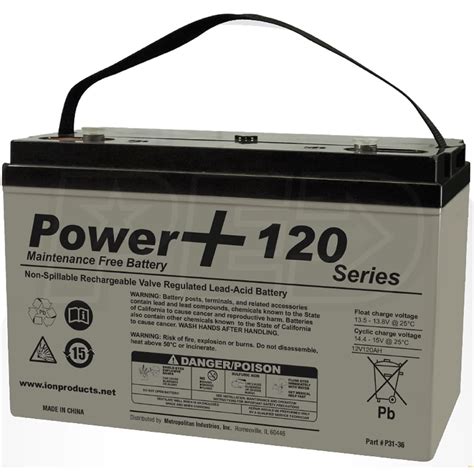 Ion Products P20397 Power 12v Maintenance Free Deep Cycle 120ah Agm Battery