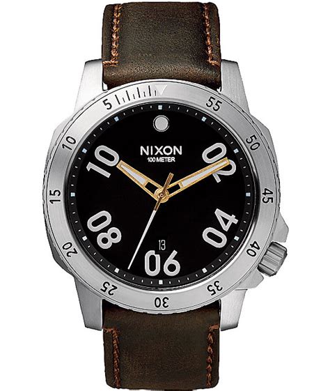 Nixon Ranger Leather Analog Watch Zumiez