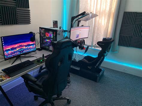 My gaming room with a racing cockpit 👀👀 : r/gamingsetups