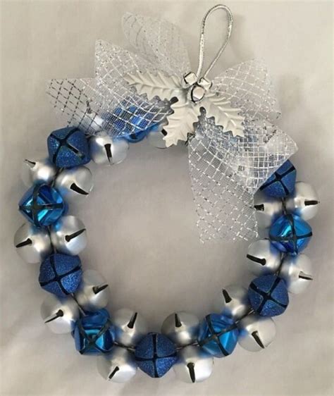 Silvertone Blue 9 Jingle Bell Wreath Metal Christmas Ebay