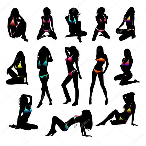 Beauty Girls Silhouette In Bikini Stock Vector Smotrivnebo 2685163