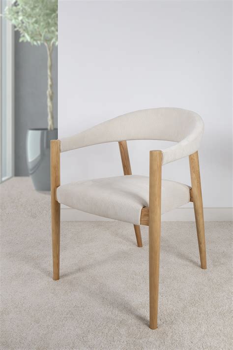 Chaise ou Fauteuil de table Oliver en Frêne Massif Tissu velours côtelé