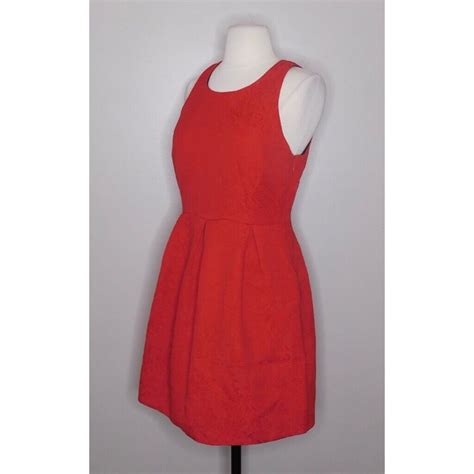 Anthropologie Moulinette Soeurs Red Nipped Brocade Dress Fit N Flare