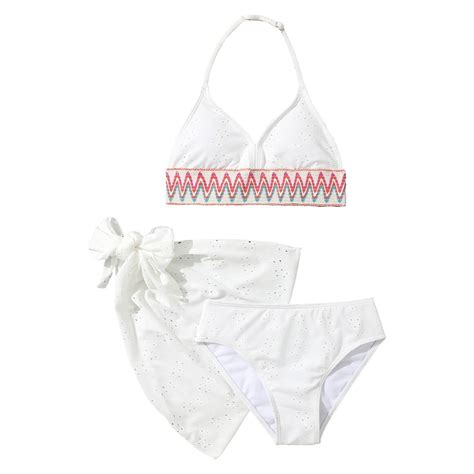 WOYY Big Girls Eyelet Bikini Swimsuit With Cover Up UPF Bathing Suit Swimwear Walmart