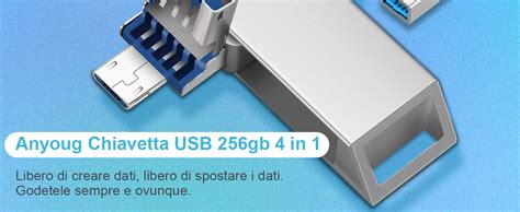 Chiavetta 256gb Per Phone Anyoug Pen Drive Penna USB 3 0 Pendrive 4 In