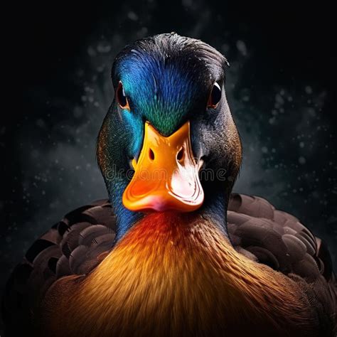 front view   mallard duck   generative ai illustration stock