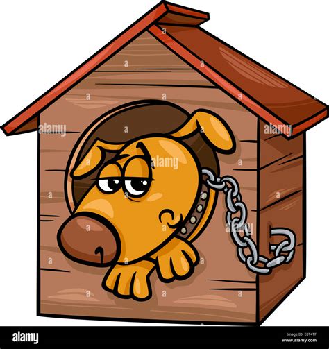 Cartoon Illustration Of Poor Sad Dog In The Kennel Stock Photo Alamy