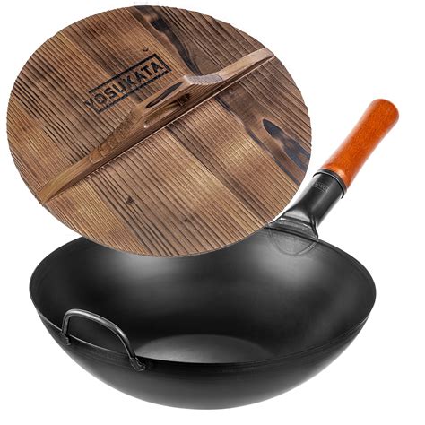 Buy Yosukatacarbon Steel Wok Pan With Premium Wok Cover Inch