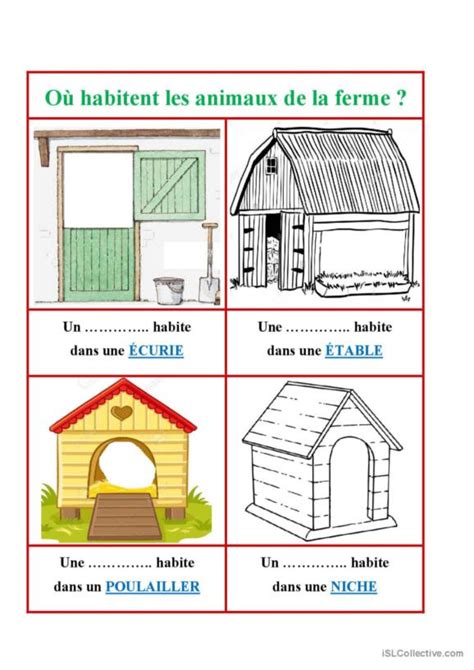 6 Habitats Français FLE fiches pedagogiques pdf doc