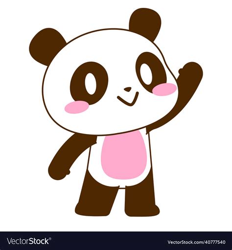 Cute little panda set hello pose Royalty Free Vector Image