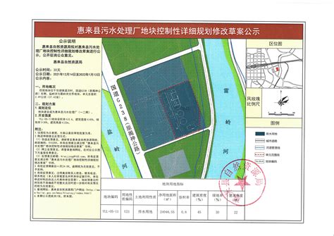 惠来县污水处理厂地块控制性详细规划修改草案公示