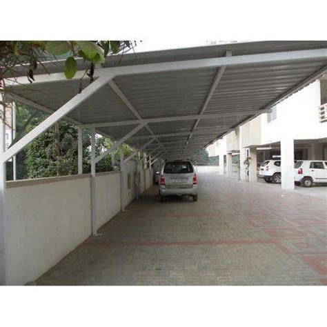 Mild Steel Gray Car Parking Shed Structure For Commercial Thickness 0 40 Mm Rs 140 Square