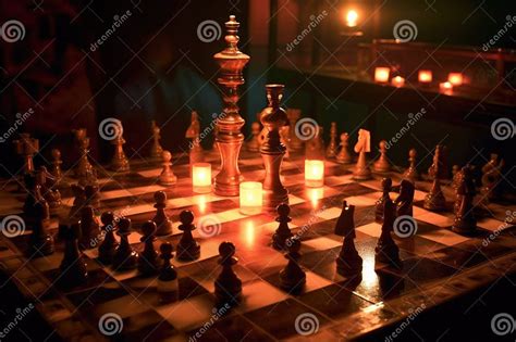 Shadow Of Chess Pieces Projected Onto The Board Creating A Dramatic