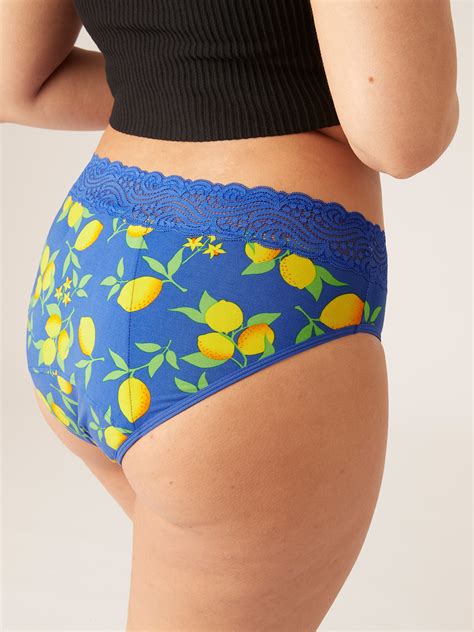 Menstruační kalhotky Modibodi Sensual Hi Waist Bikini Heavy Overnight Lemon Splice Blue