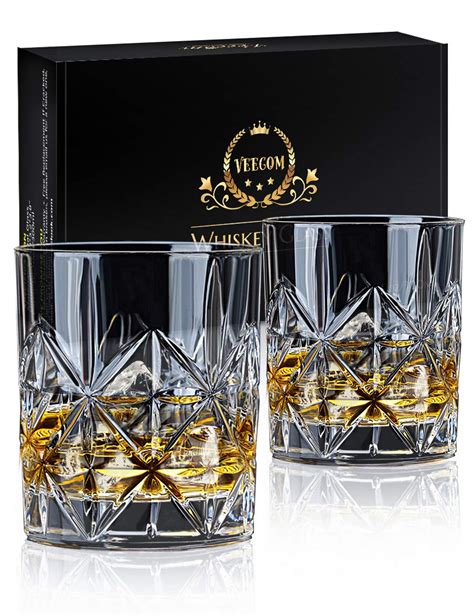 Whiskey Glass Set Of 2 Veecom 10oz Crystal Whiskey Glasses Thick