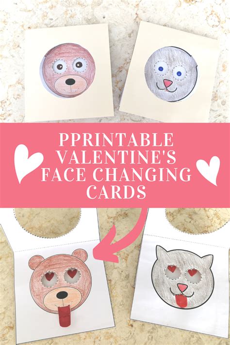 Printable Valentines Face Changing Card Interactive Card Template