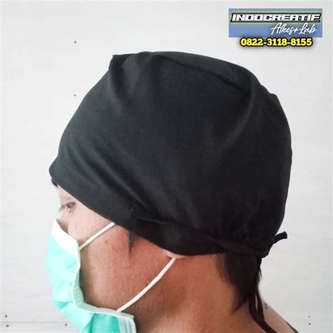 Jual Surgical Cap Topi Operasi Hitam Topi Perawat Topi Koki