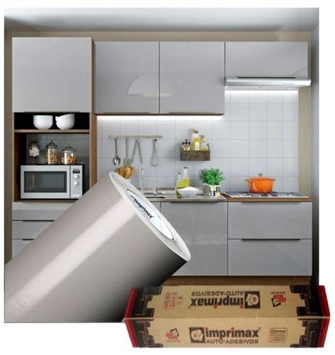 Adesivo Para Envelopamento Armário De Cozinha 50cm X 2mcinza Claro