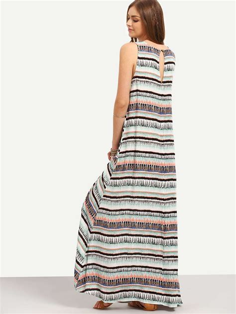 Multicolor Print Sleeveless Cutout Maxi Dress Shein Sheinside