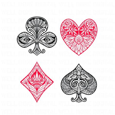 Play Card Suits Svg Trendy Svg Designs Playing Card Suits Mandala Svg