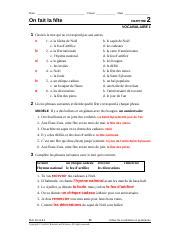 French Chapter Answers Nom Classe Date On Fait La Fte Chapitre