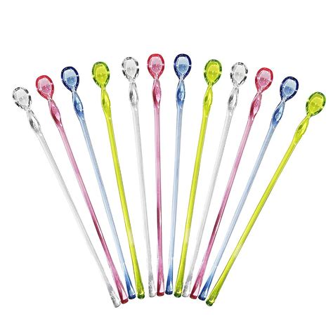 Inches Cocktail Spoon Assorted Colors Plastic Swizzle Sticks Long