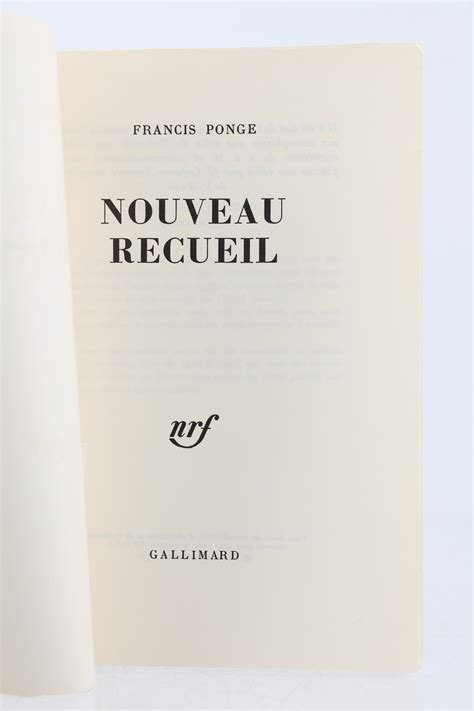 Nouveau Recueil Von Ponge Francis Couverture Souple Librairie