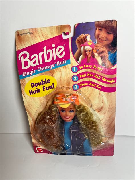 Barbie Magic Change Hair Wig Reddish Blonde Curly Mattel NEW Etsy