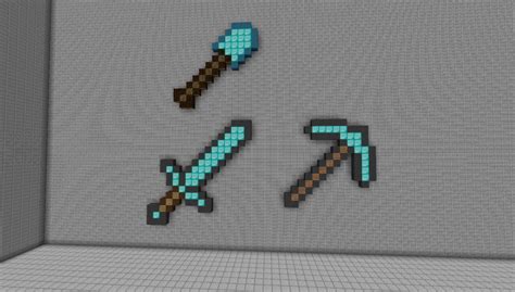 Pixel Art Diamond Tools Minecraft Project