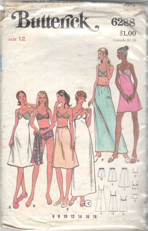 Butterick S Misses Lingerie Pattern Panties Slip Bra Etsy