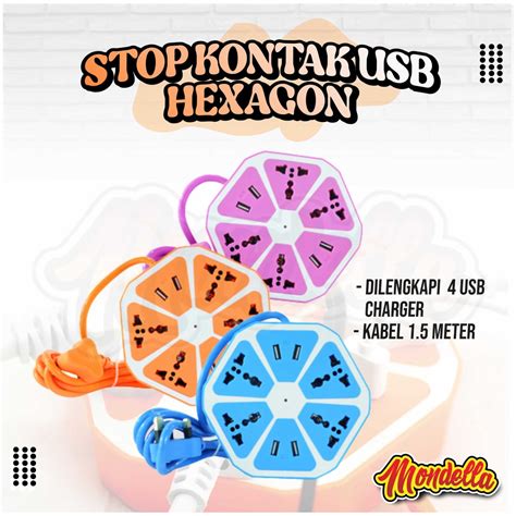 Jual Stop Kontak Usb Hexagon Socket Usb Colokan Listrik Smart Power