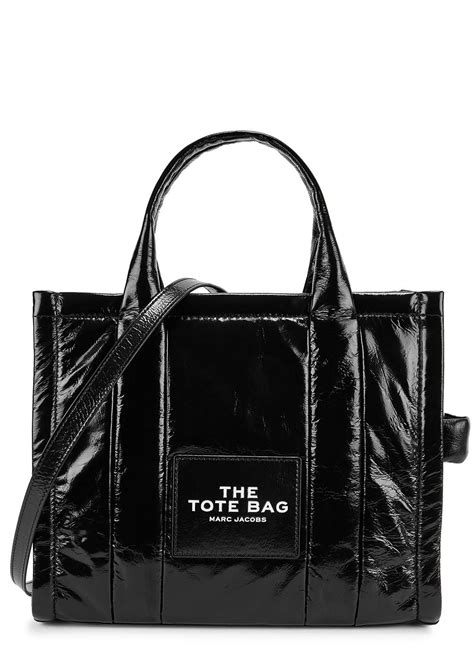 Marc Jacobs The Shiny Crinkle Medium Leather Tote In Black Lyst