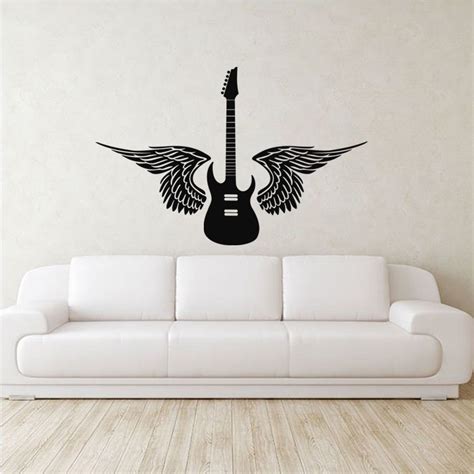 Stickers Muraux Musique Sticker Guitare Et Ailes Ambiance Sticker