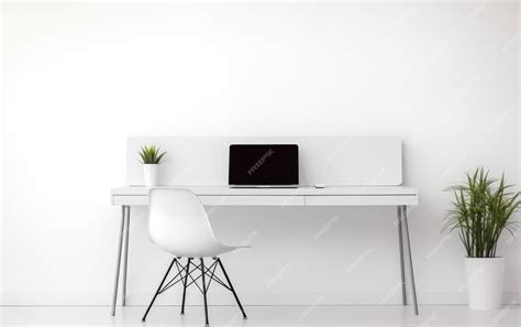 Premium Photo | Modern office desk on white background