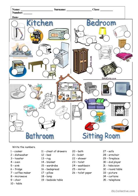 Rooms And Furniture English Esl Worksheets Pdf Doc