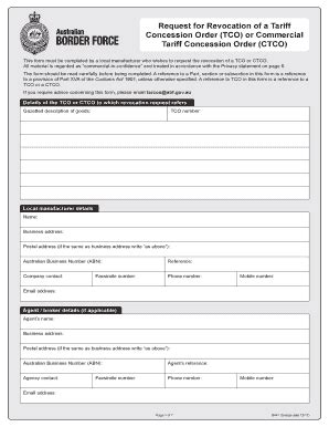 Fillable Online Request For Revocation Of A Tariff Fax Email Print