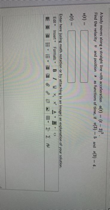 Solved A Body Moves Along A Straight Line With Acceleration