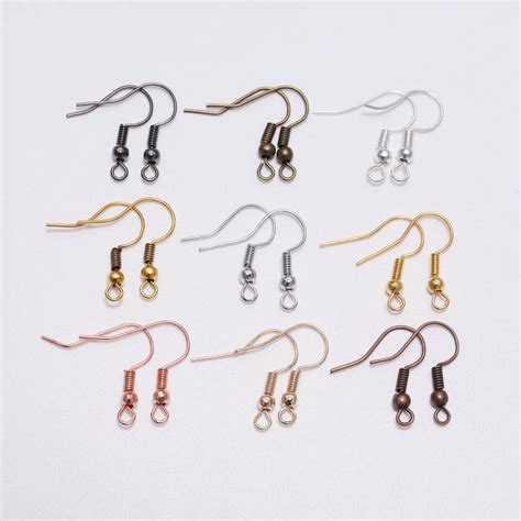 100pcs 20 17mm Gold Silver Antique Bronze Ear Hooks Earrings Clasps