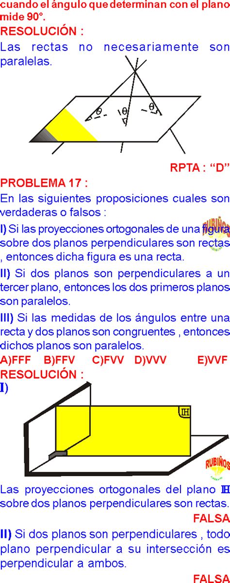 Rectas Y Planos En GeometrÍa Del Espacio Problemas Resueltos De MatemÁtica De Secundaria Y