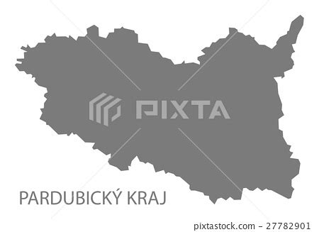 Pardubicky Kraj Czech Republic Map Grey Pixta