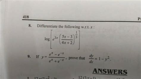 4188 Differentiate The Following W R T X Log Left E 3 X Left